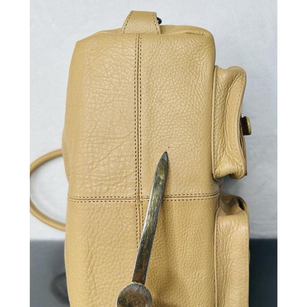 Naturalizer Tan Pebble Grain Leather Handbag Double Front Pockets 12"x5"x6" - Picture 6 of 15